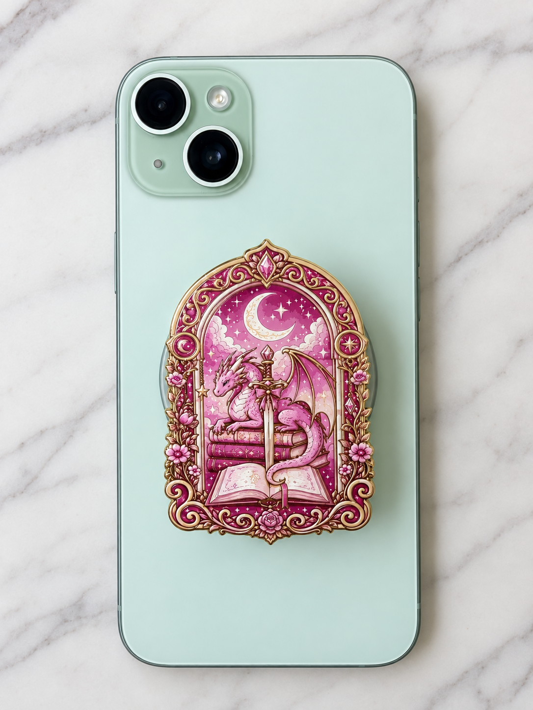 Wholesale Pink Dragon Romantasy Bookish Magnetic Grip | Kindle & E-Reader Accessory