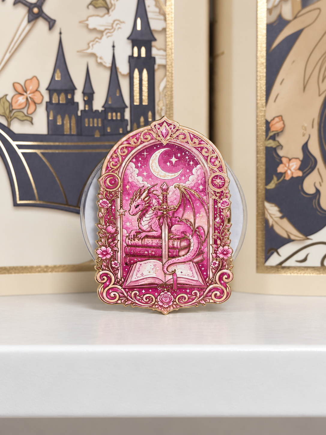 Wholesale Pink Dragon Romantasy Bookish Magnetic Grip | Kindle & E-Reader Accessory
