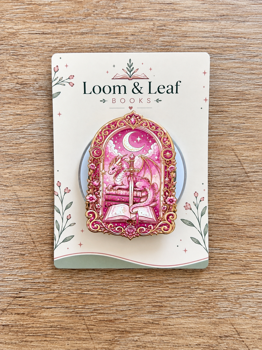 Wholesale Pink Dragon Romantasy Bookish Magnetic Grip | Kindle & E-Reader Accessory
