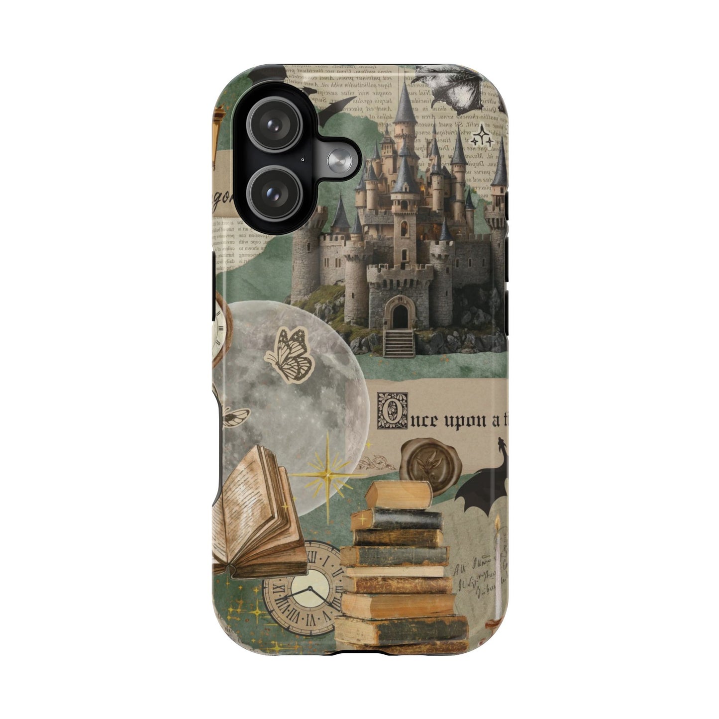 Magical Library Phone Case — Magnetic Impact-Resistant Cover with Castle & Books Collage