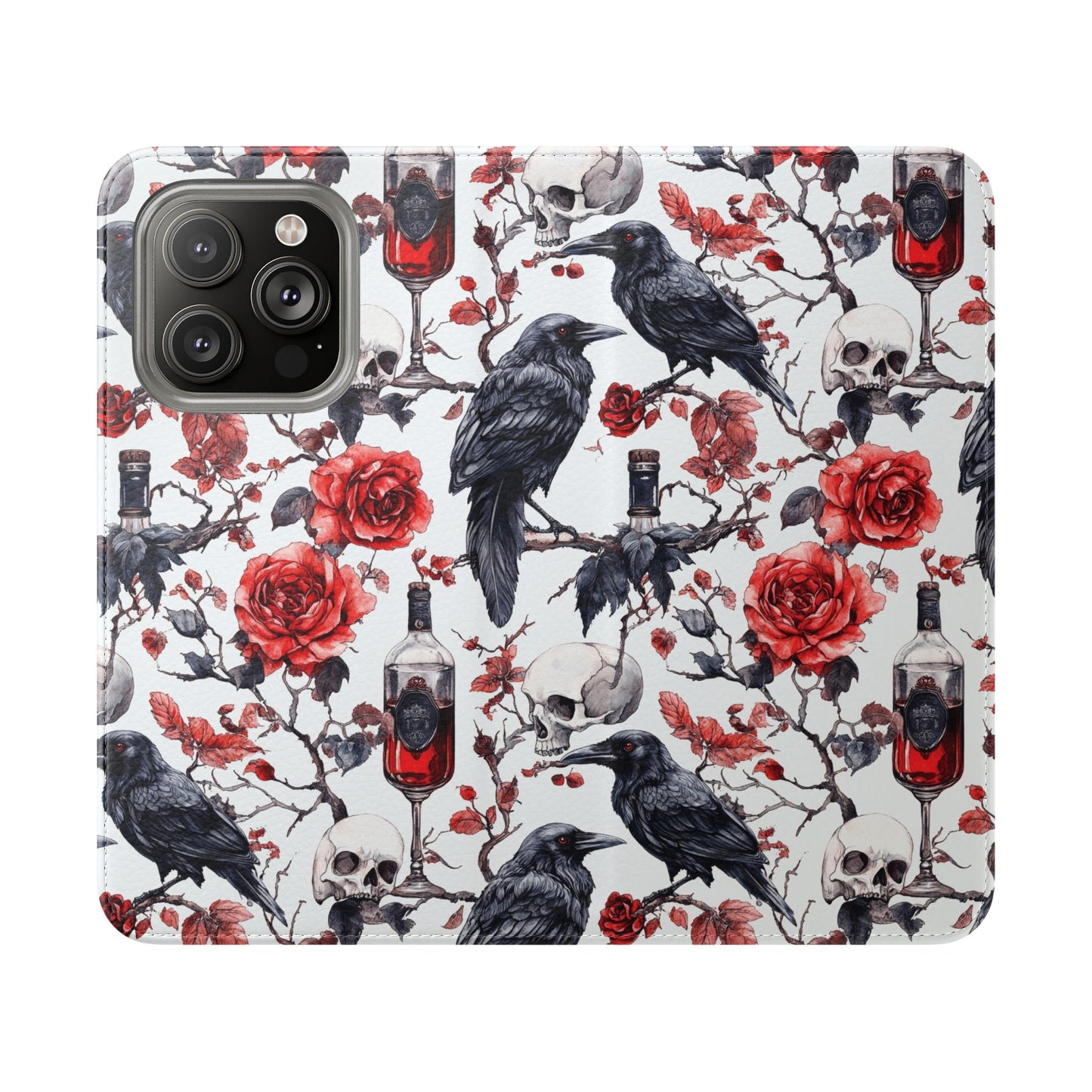 Gothic Raven & Rose Flip Phone Case