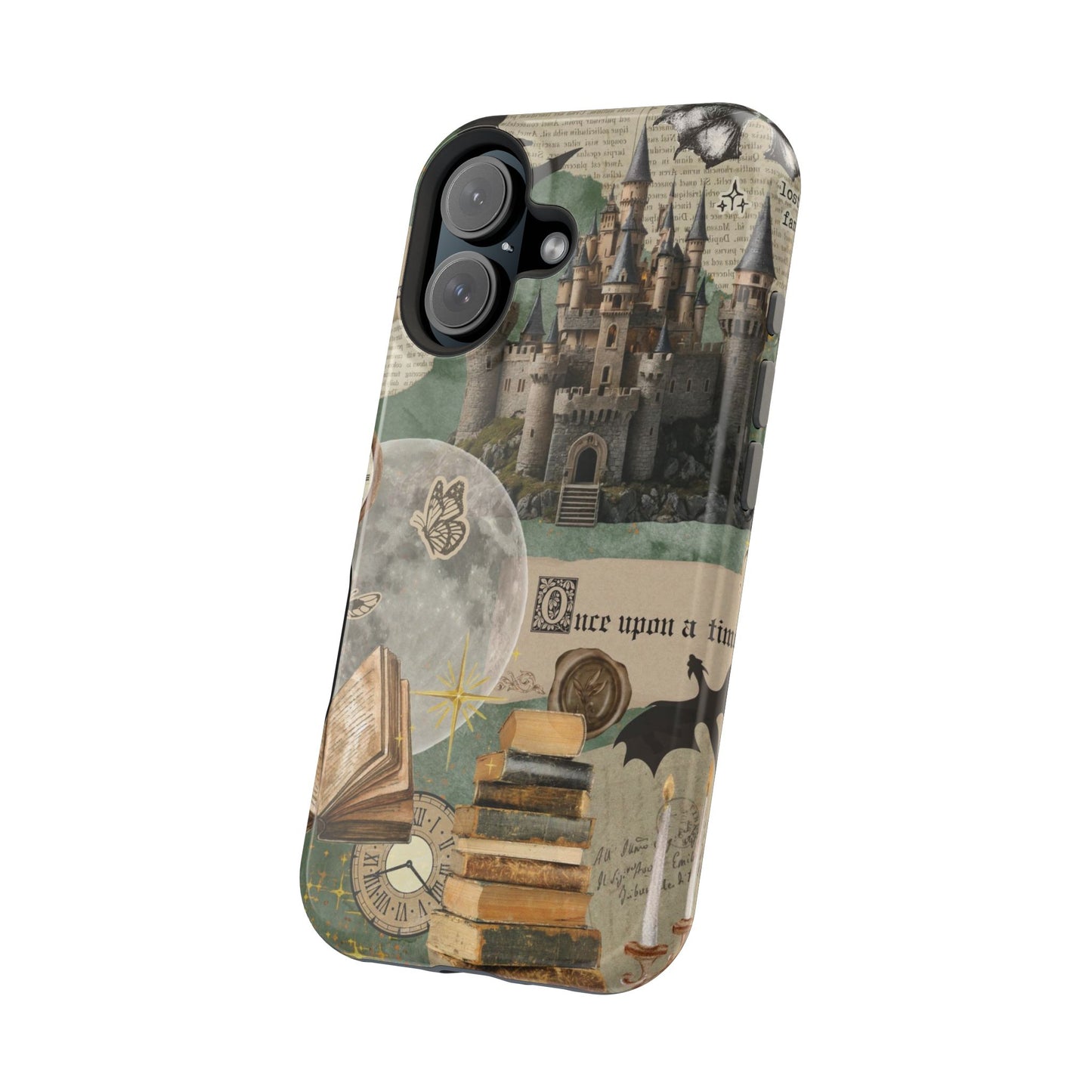 Magical Library Phone Case — Magnetic Impact-Resistant Cover with Castle & Books Collage