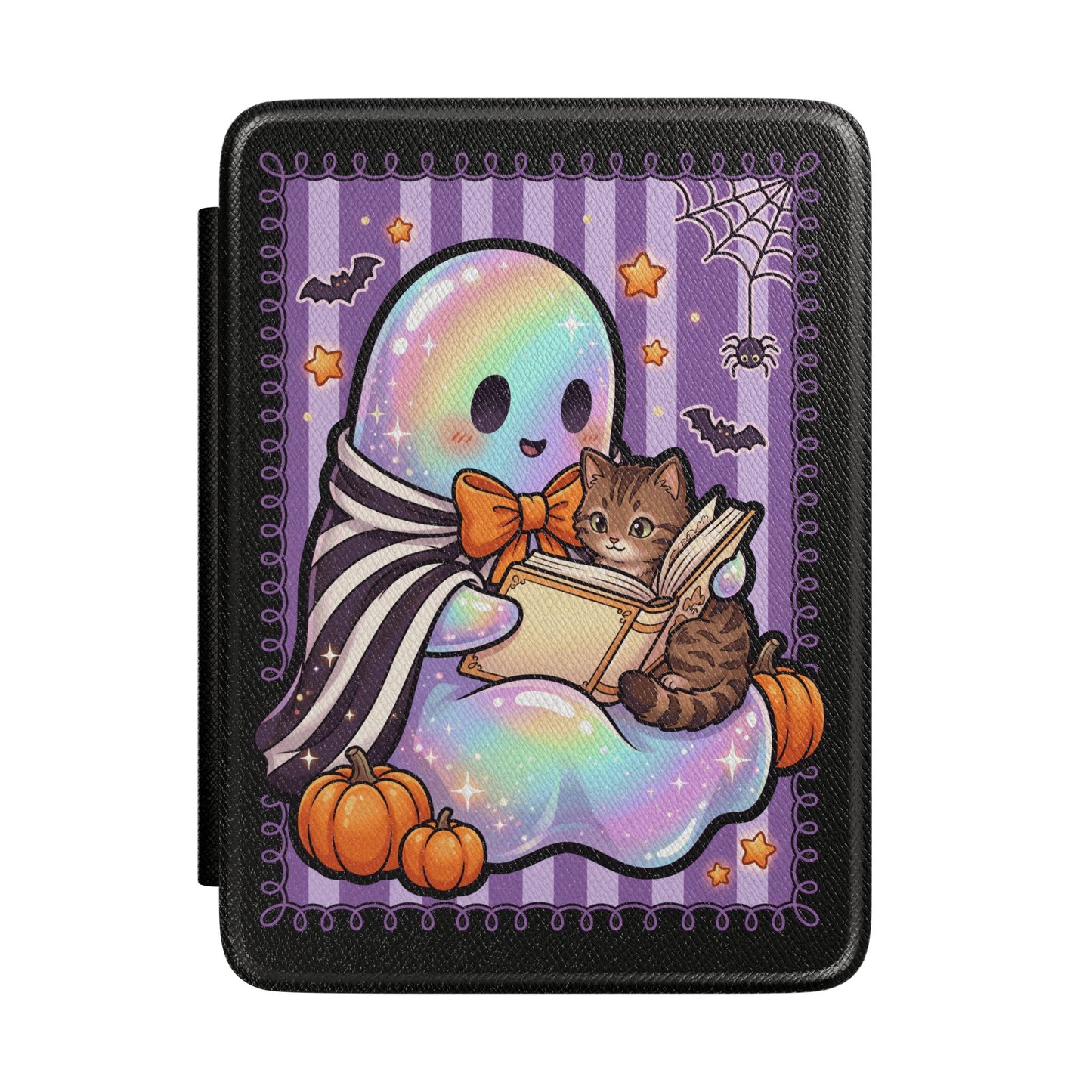 Halloween Ghost & Kitten Kindle Case — Cute Spooky E-Reader Cover