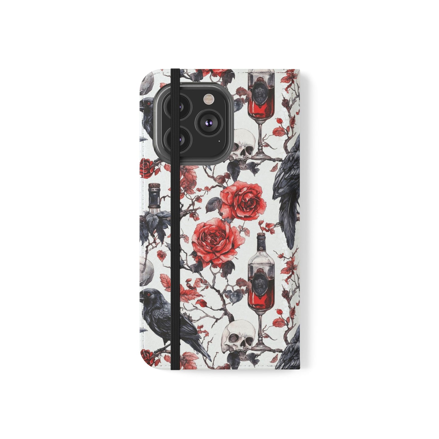 Gothic Raven & Rose Flip Phone Case