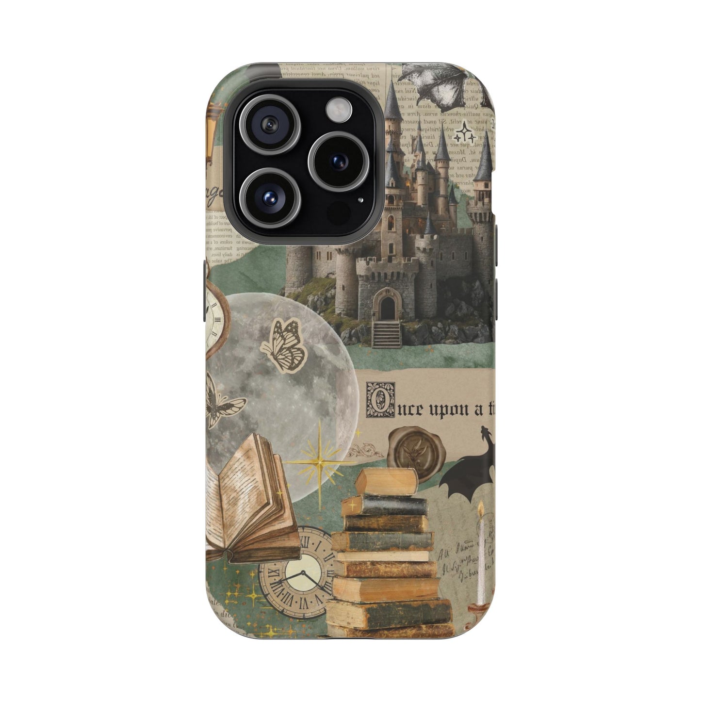 Magical Library Phone Case — Magnetic Impact-Resistant Cover with Castle & Books Collage