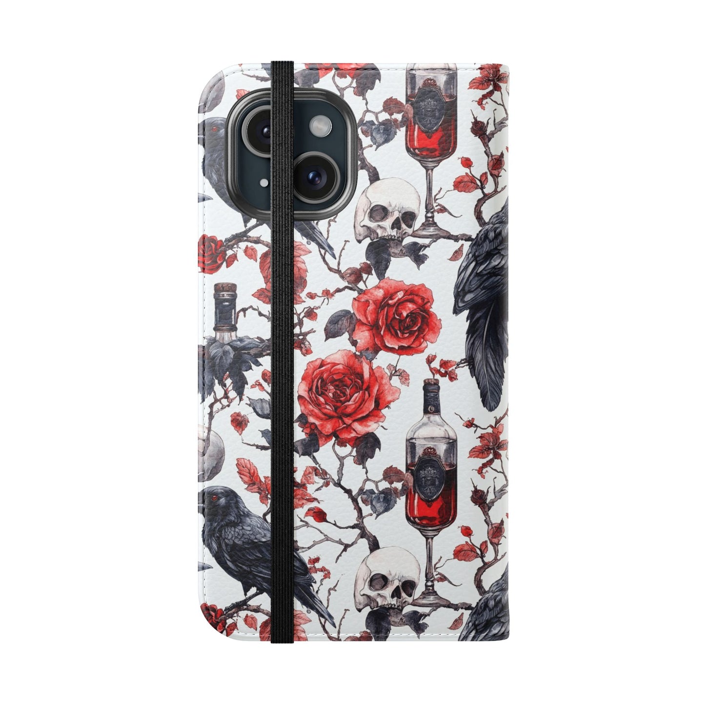 Gothic Raven & Rose Flip Phone Case