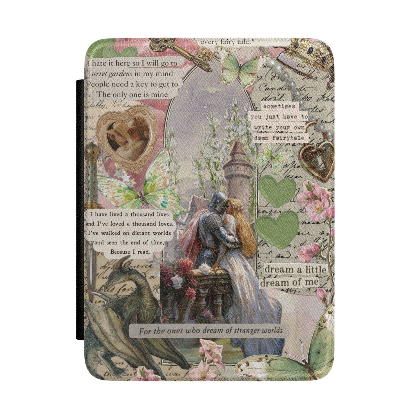 Fairy Tale Romance Kindle Case — Vintage Collage Book Lover Cover