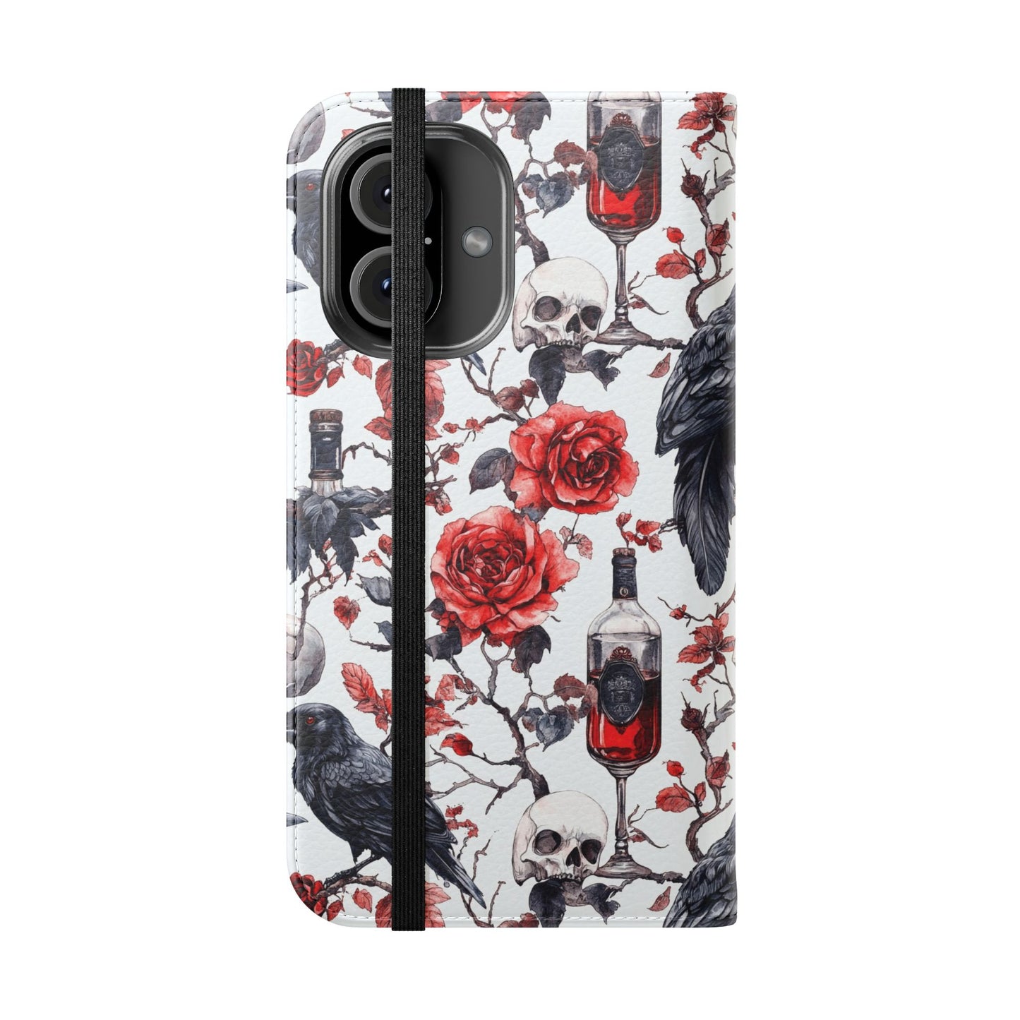 Gothic Raven & Rose Flip Phone Case