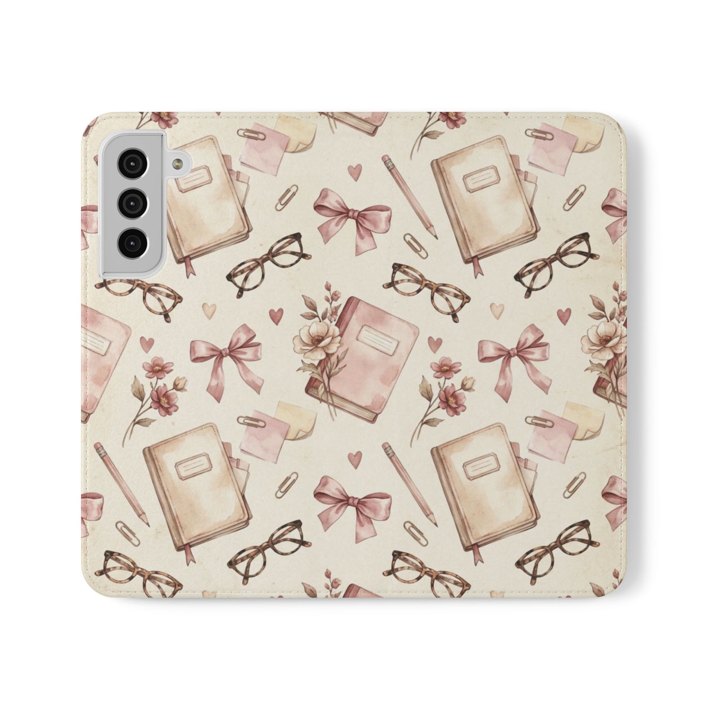 Vintage Tea & Books Flip Phone Case