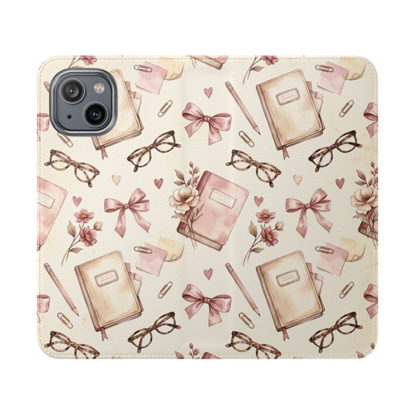 Vintage Tea & Books Flip Phone Case