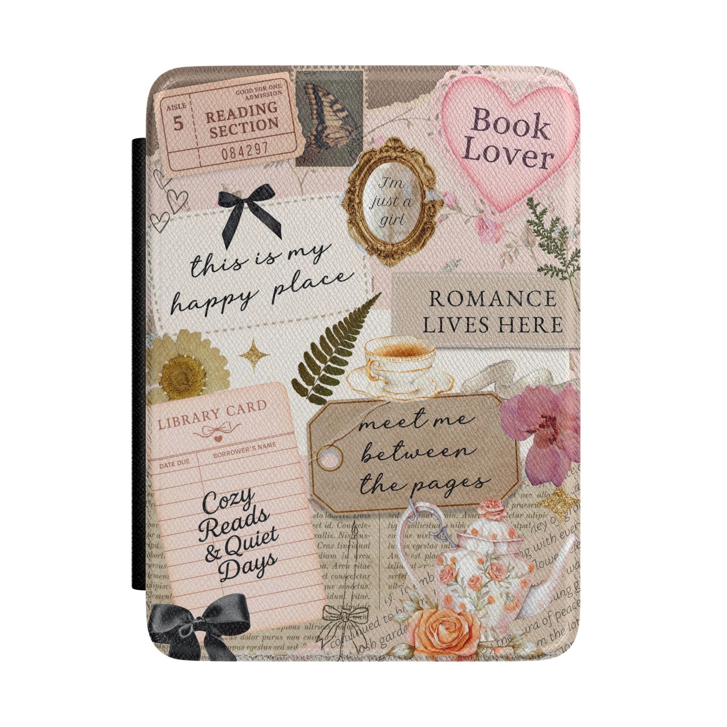 Romance Reader Kindle Case — "Book Lover" Floral Collage with Quotes