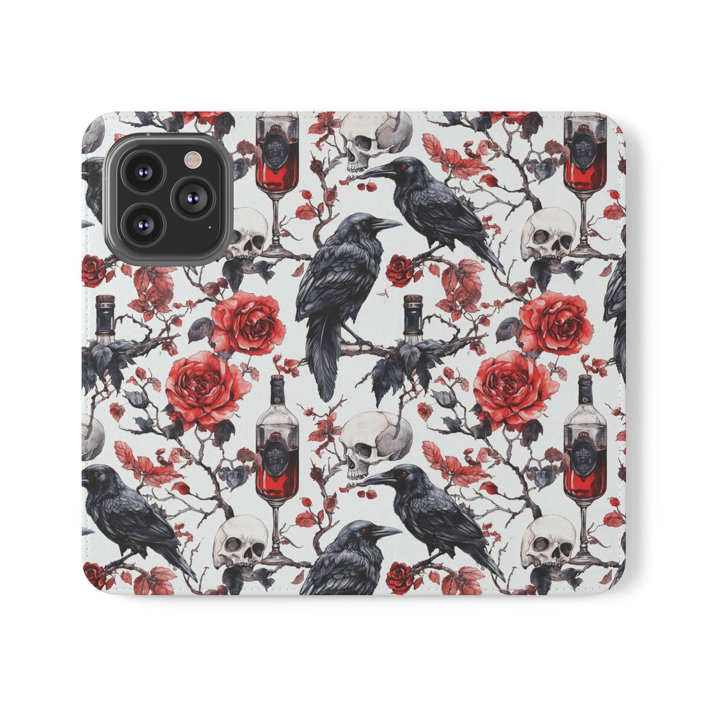 Gothic Raven & Rose Flip Phone Case