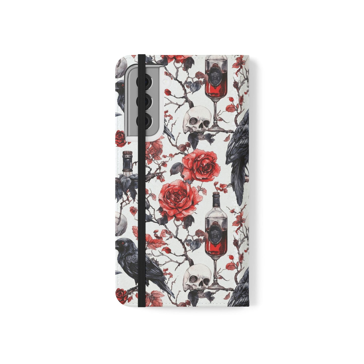 Gothic Raven & Rose Flip Phone Case