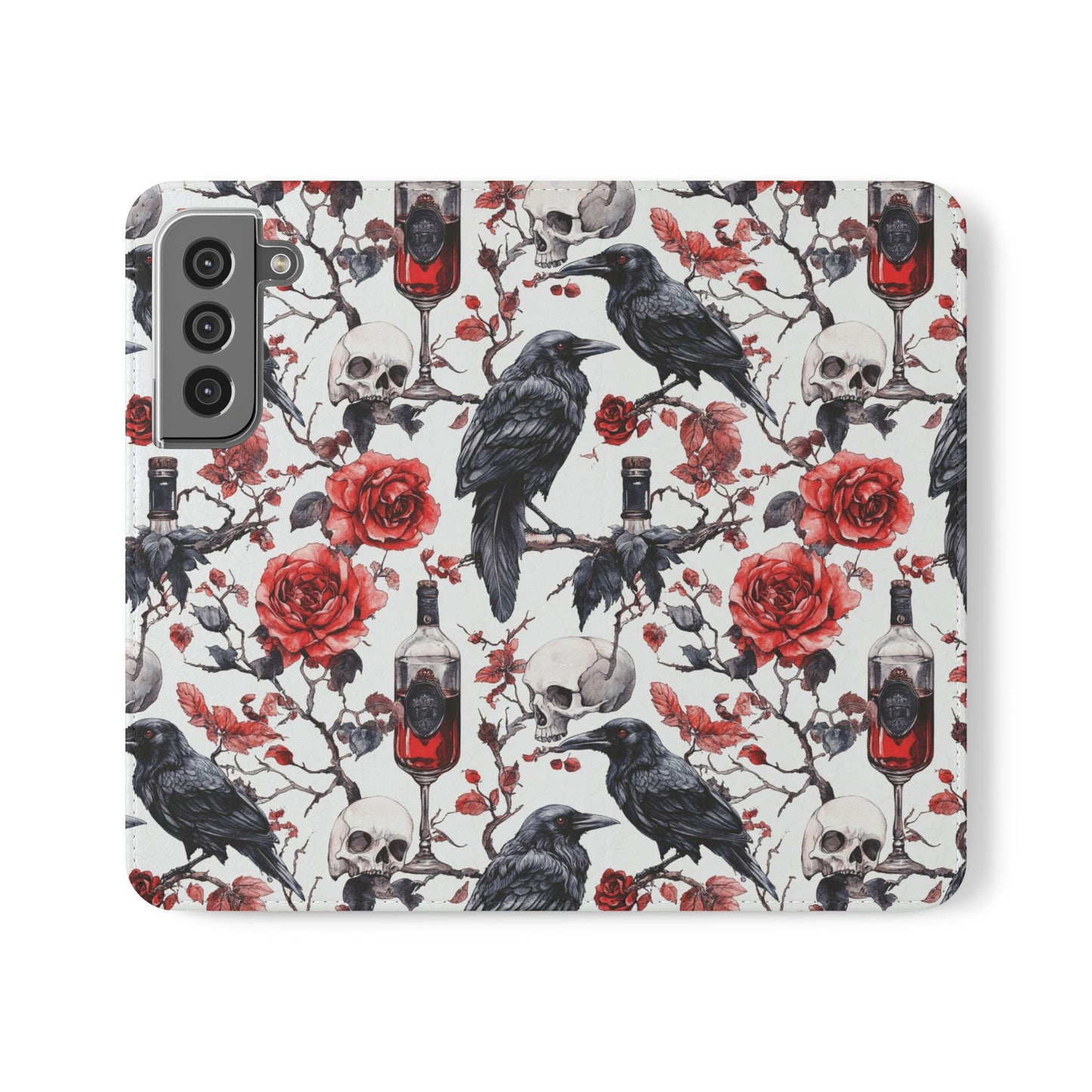 Gothic Raven & Rose Flip Phone Case