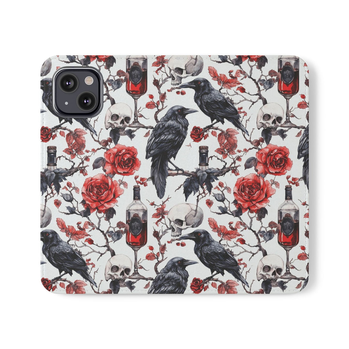 Gothic Raven & Rose Flip Phone Case
