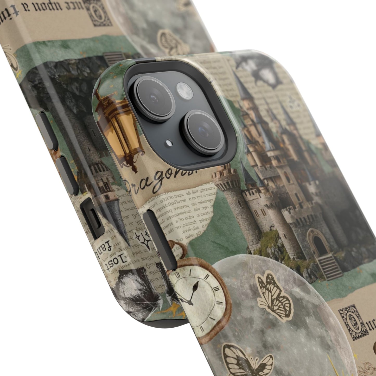 Magical Library Phone Case — Magnetic Impact-Resistant Cover with Castle & Books Collage