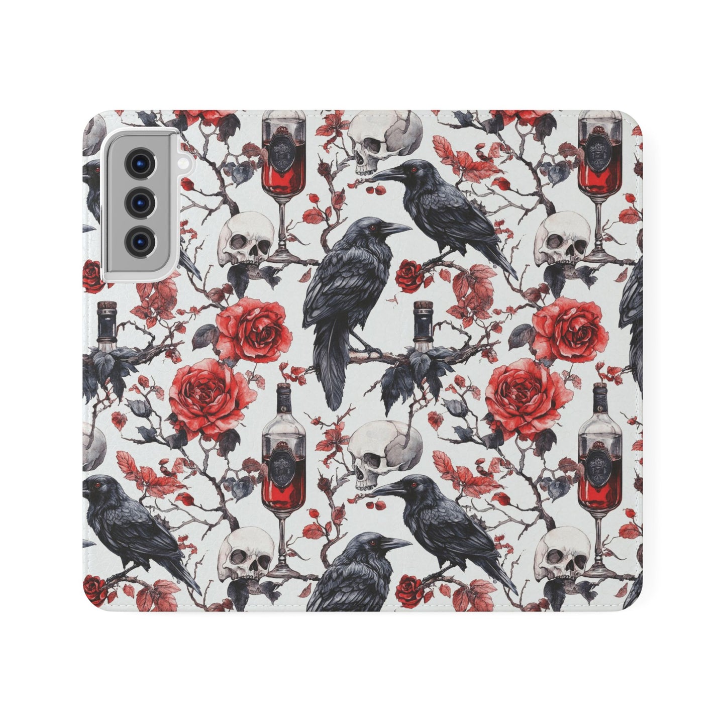 Gothic Raven & Rose Flip Phone Case