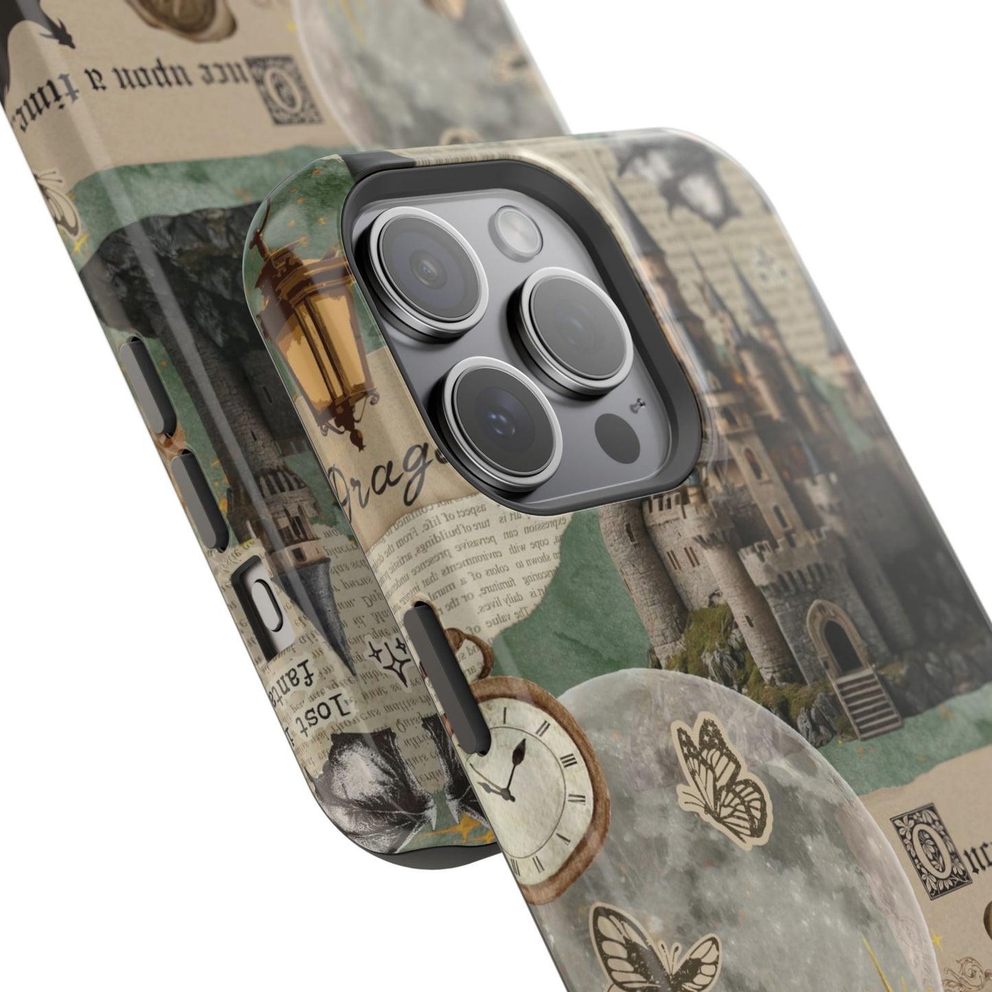 Magical Library Phone Case — Magnetic Impact-Resistant Cover with Castle & Books Collage