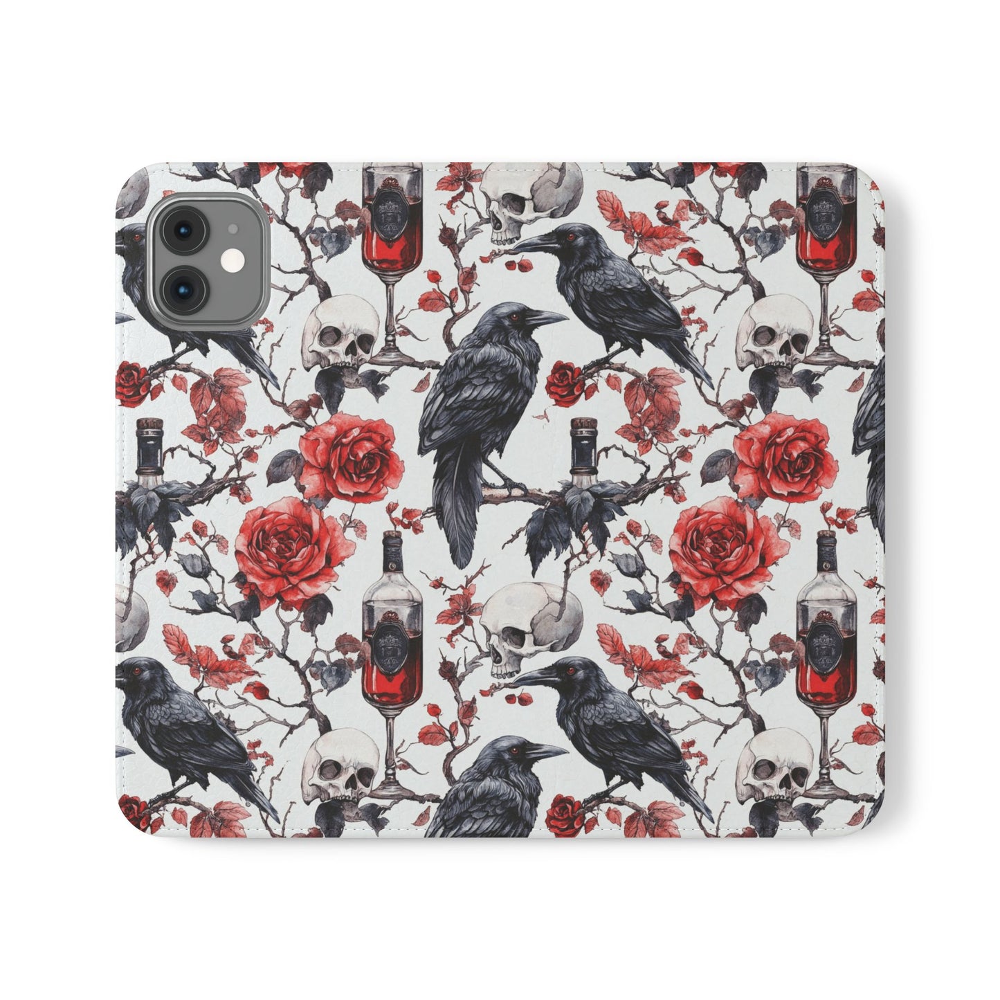 Gothic Raven & Rose Flip Phone Case