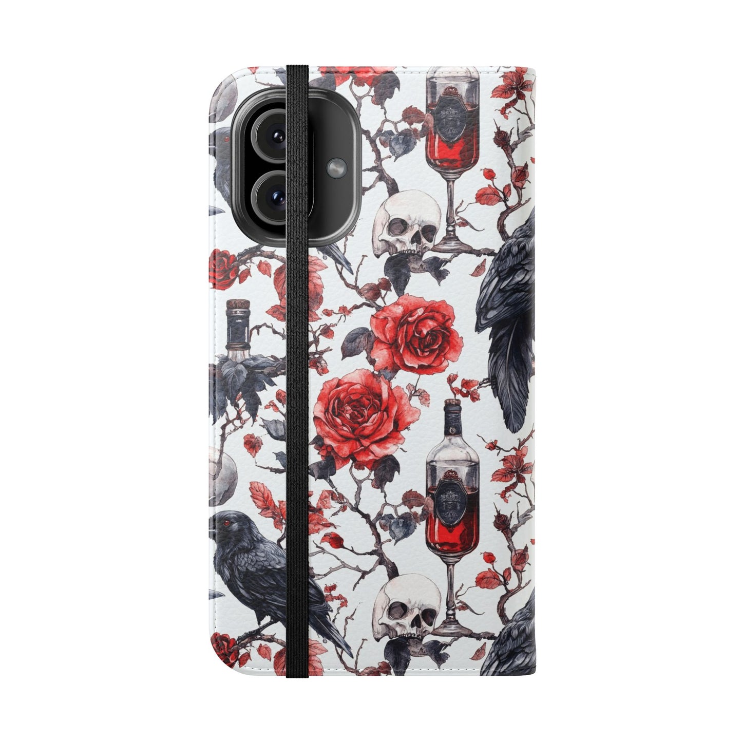 Gothic Raven & Rose Flip Phone Case
