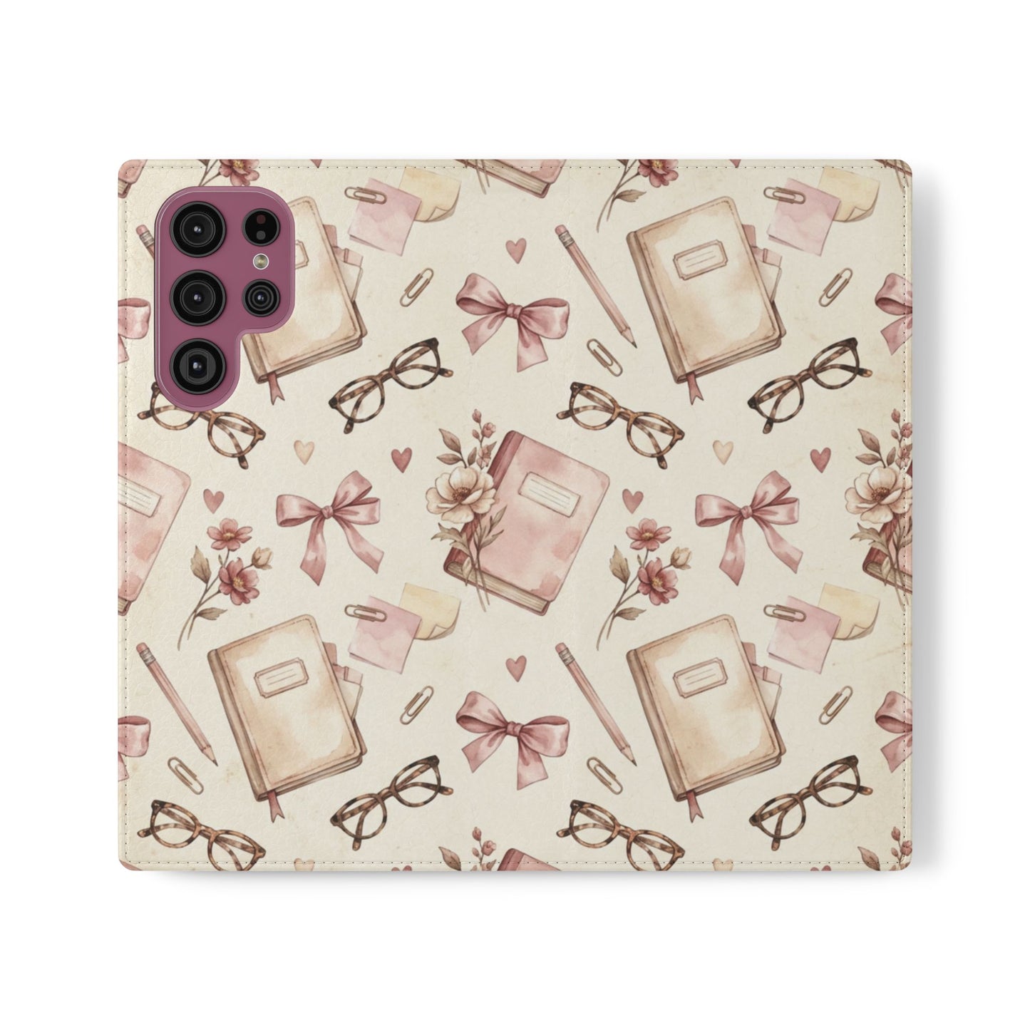 Vintage Tea & Books Flip Phone Case