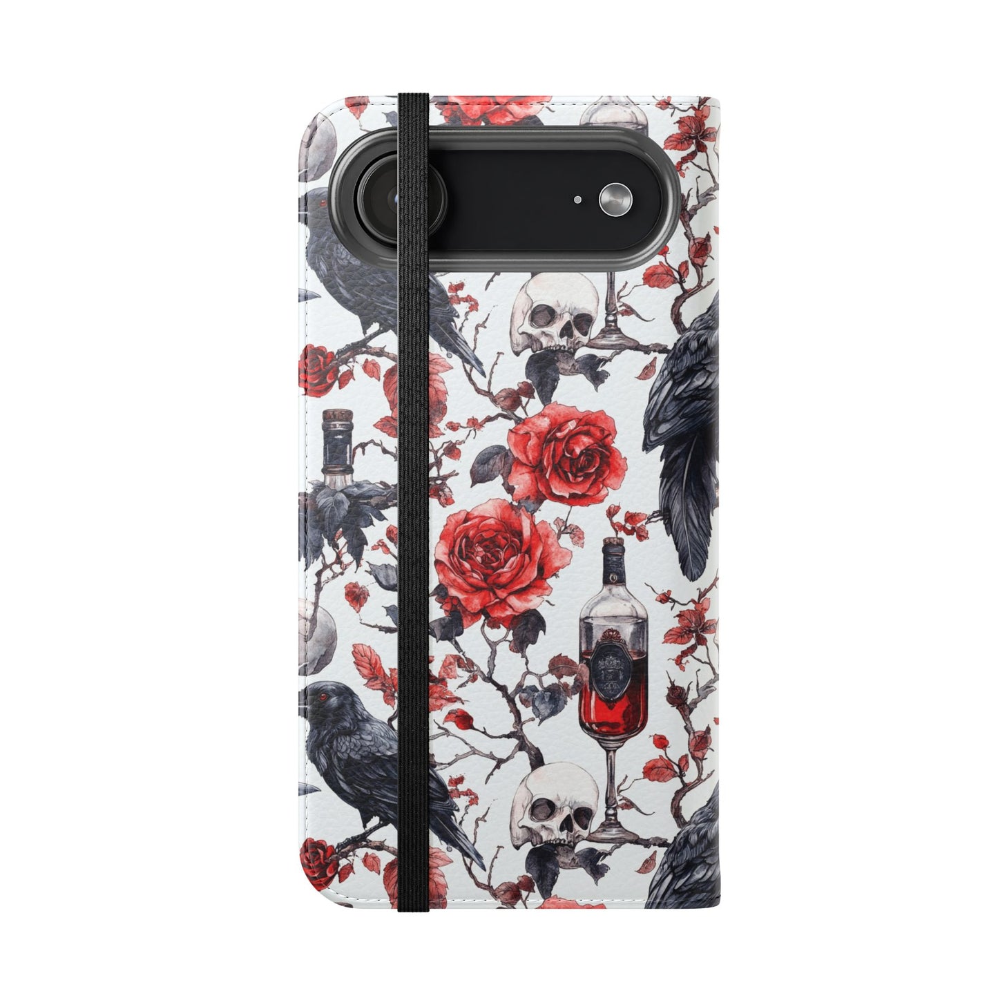 Gothic Raven & Rose Flip Phone Case