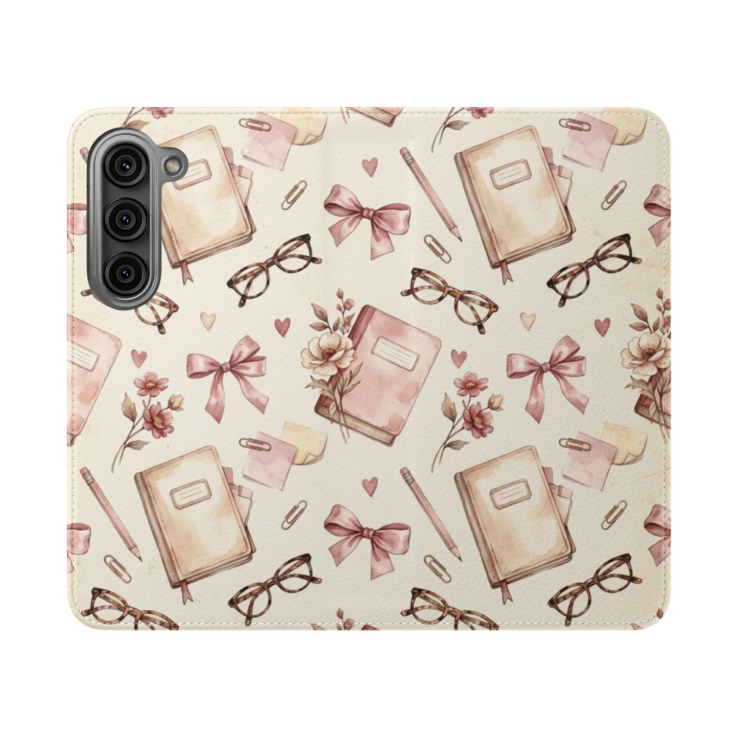 Vintage Tea & Books Flip Phone Case