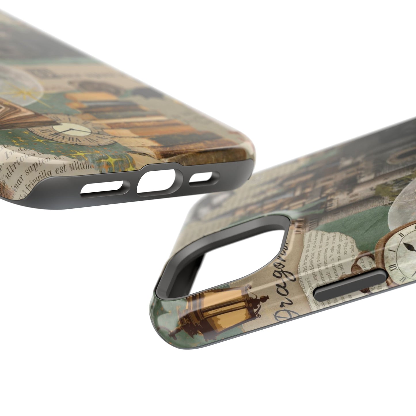 Magical Library Phone Case — Magnetic Impact-Resistant Cover with Castle & Books Collage