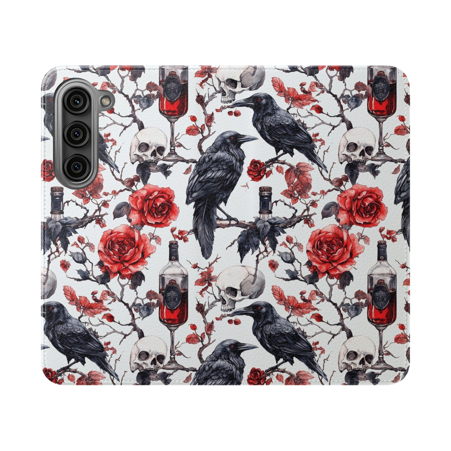 Gothic Raven & Rose Flip Phone Case
