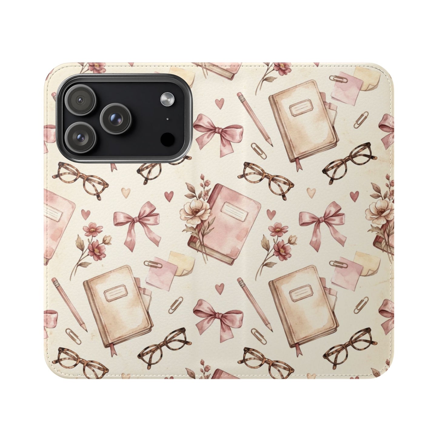 Vintage Tea & Books Flip Phone Case