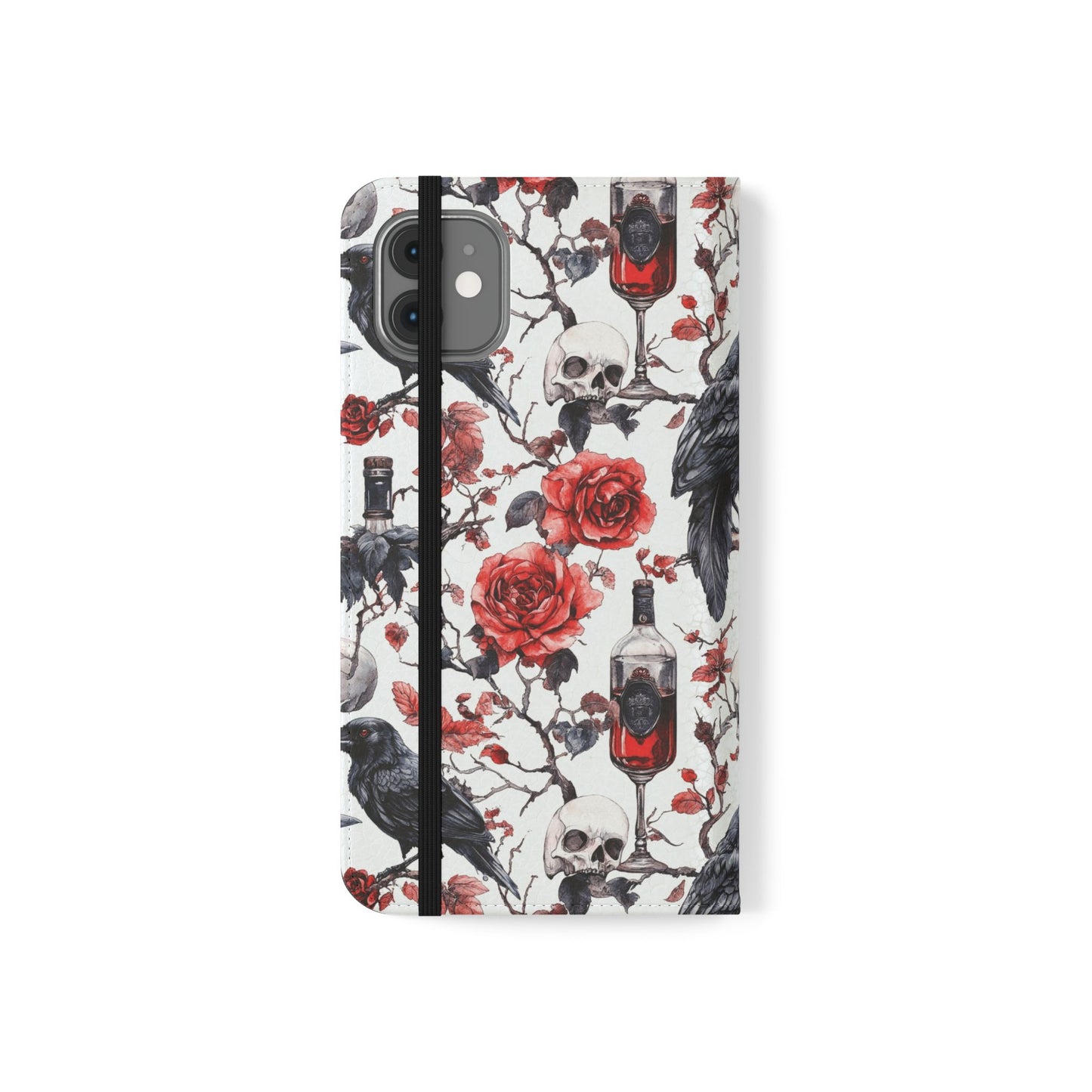 Gothic Raven & Rose Flip Phone Case