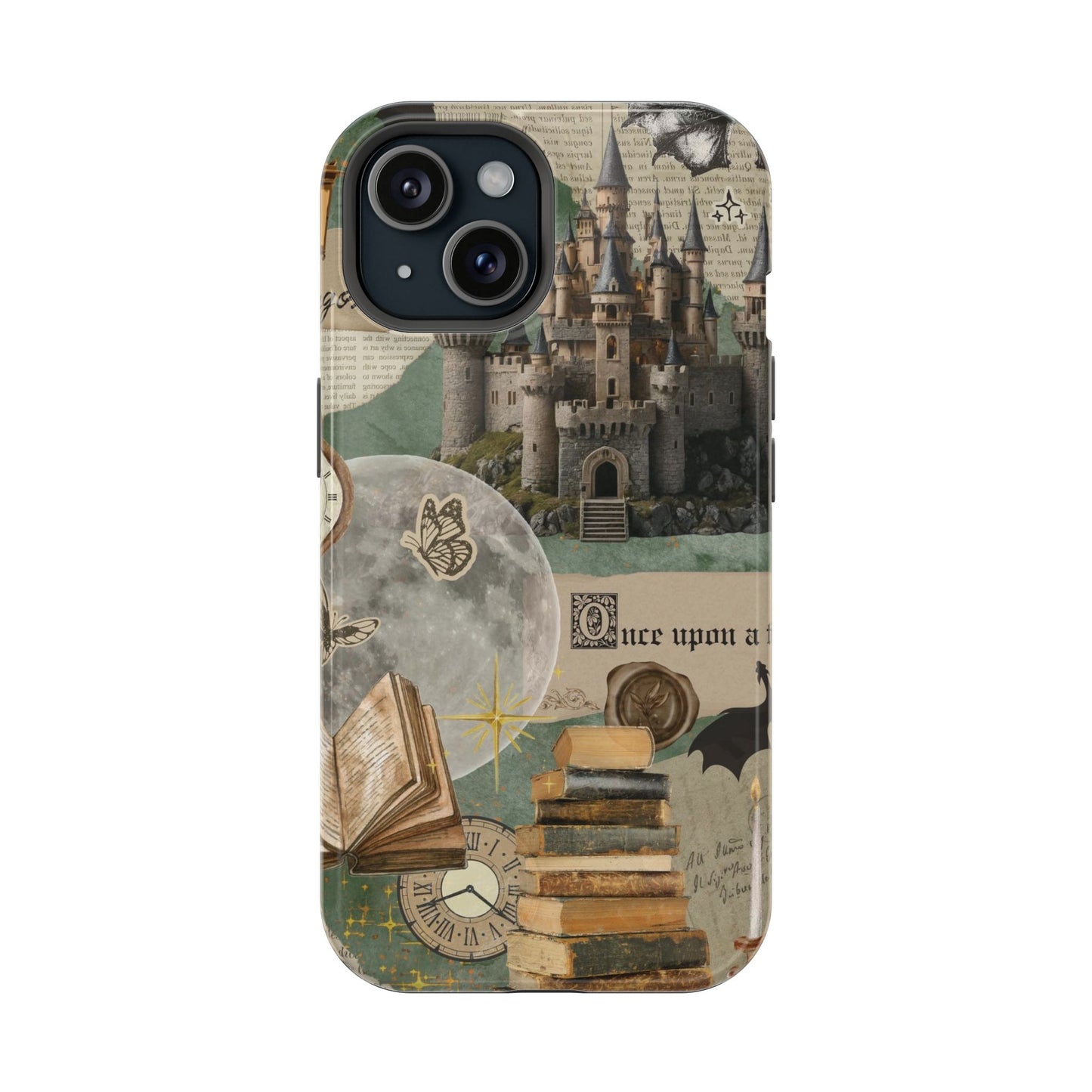 Magical Library Phone Case — Magnetic Impact-Resistant Cover with Castle & Books Collage