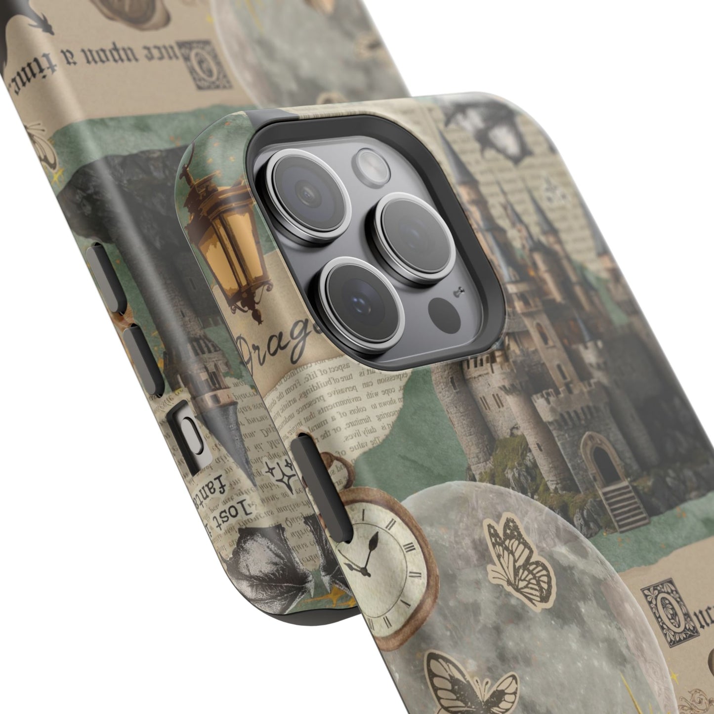 Magical Library Phone Case — Magnetic Impact-Resistant Cover with Castle & Books Collage