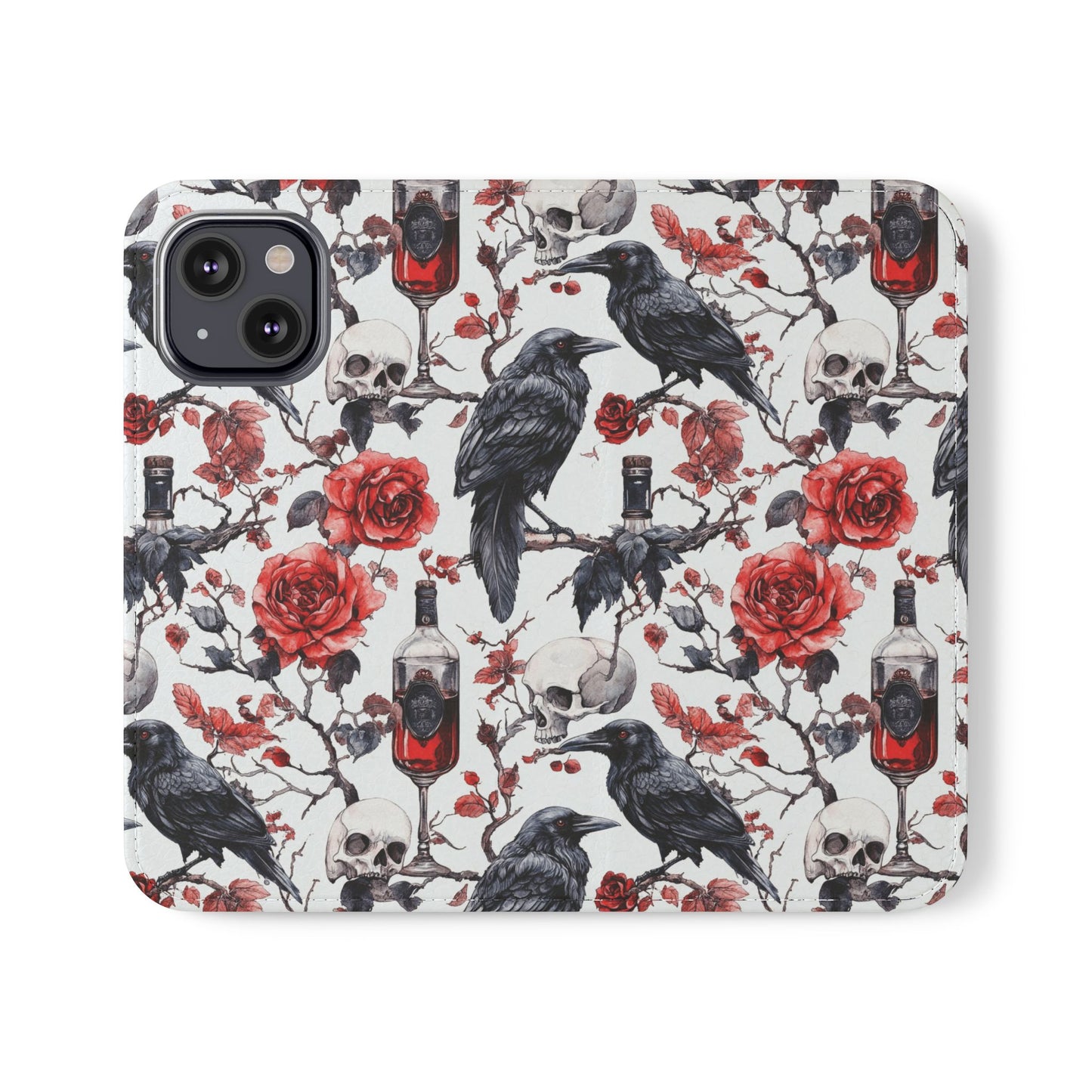 Gothic Raven & Rose Flip Phone Case