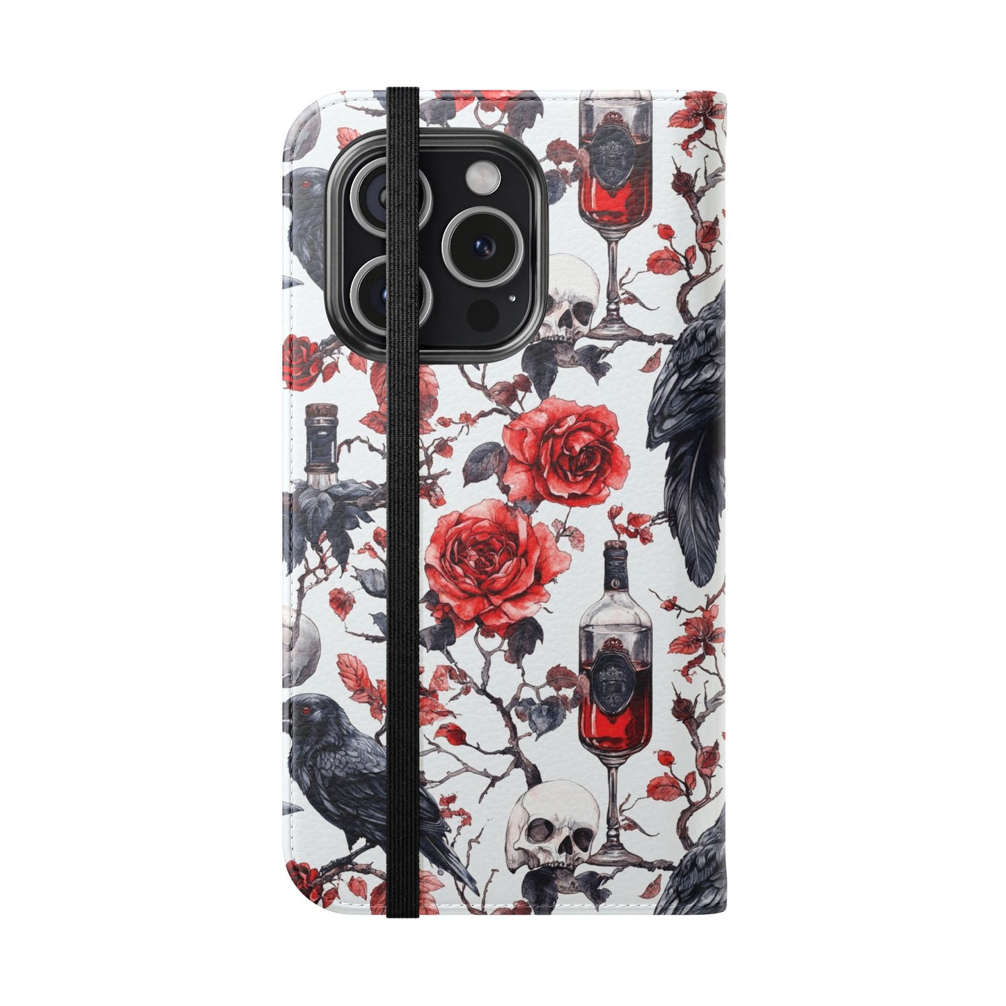 Gothic Raven & Rose Flip Phone Case