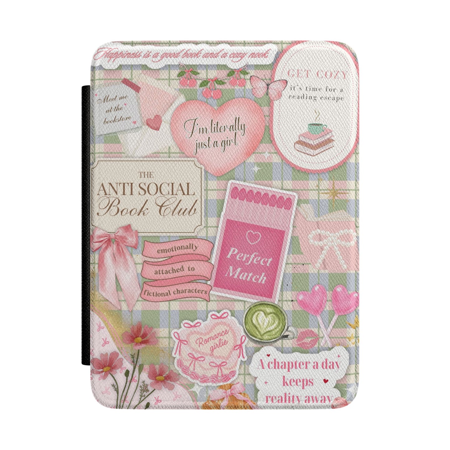 Romantic Pastel ‘Anti Social Book Club’ Kindle Case — Book Lover Protective Cover