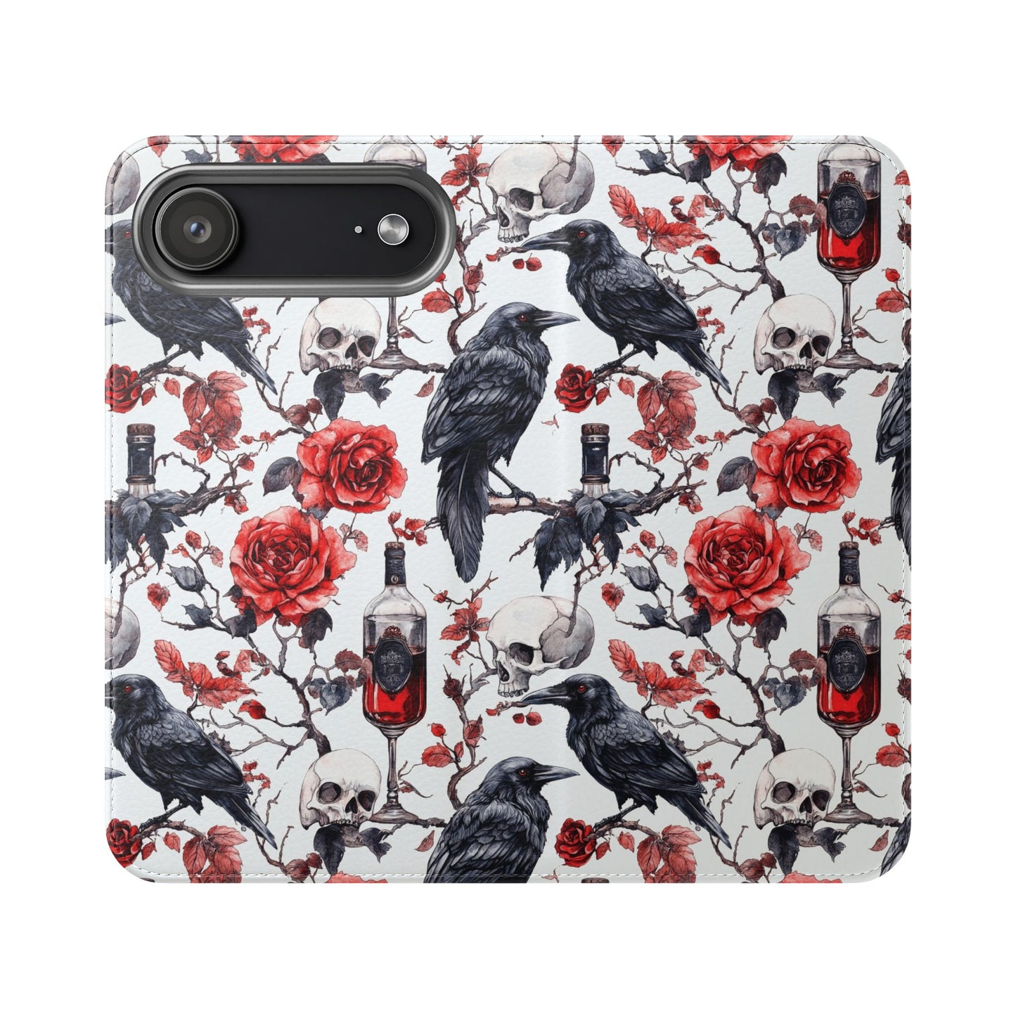 Gothic Raven & Rose Flip Phone Case