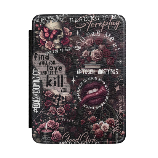 Gothic Rose Kindle Case – Vintage Floral & Lip Art E-Reader Cover