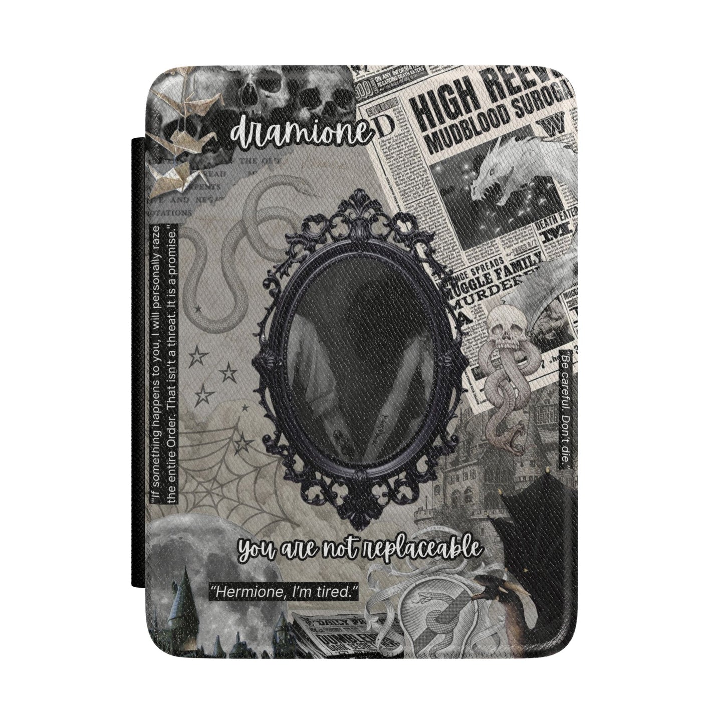 Gothic Collage Kindle Case — 'You Are Not Replaceable' Mirror Design