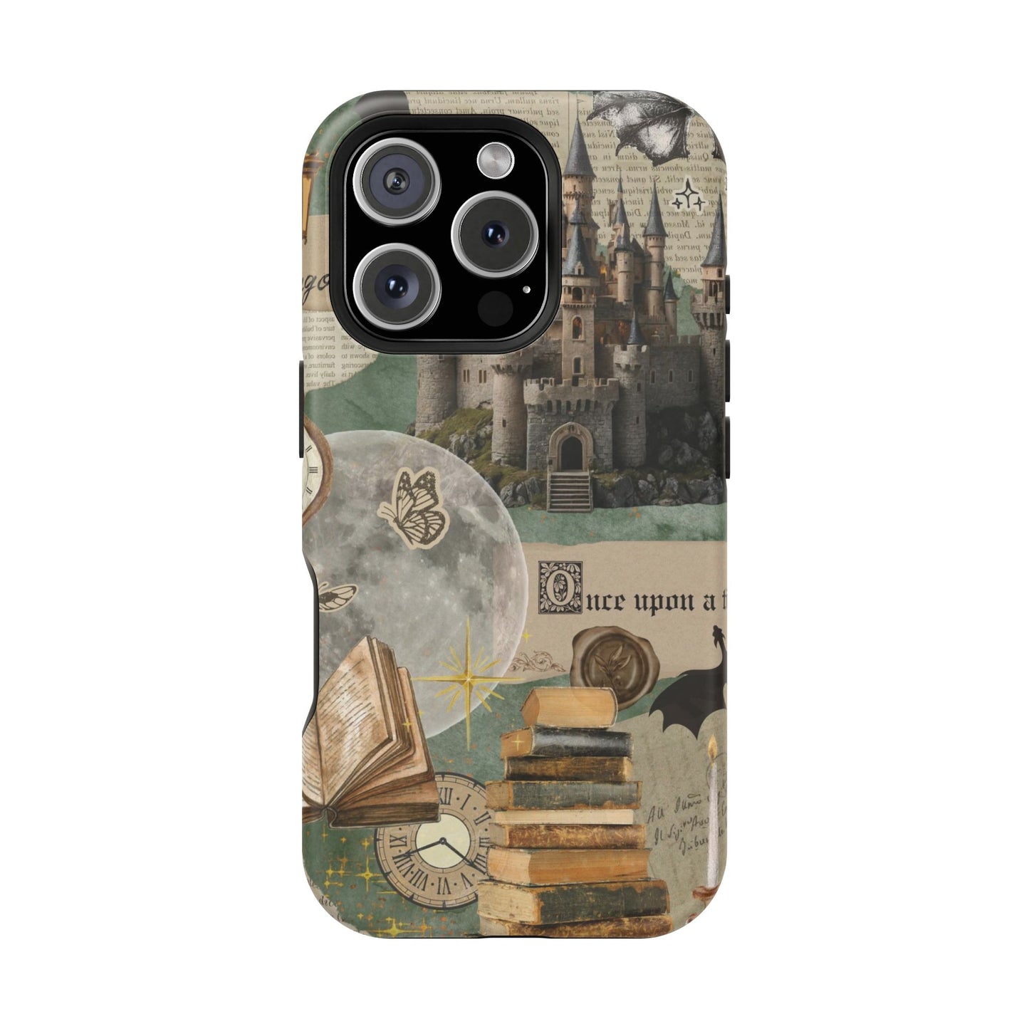 Magical Library Phone Case — Magnetic Impact-Resistant Cover with Castle & Books Collage