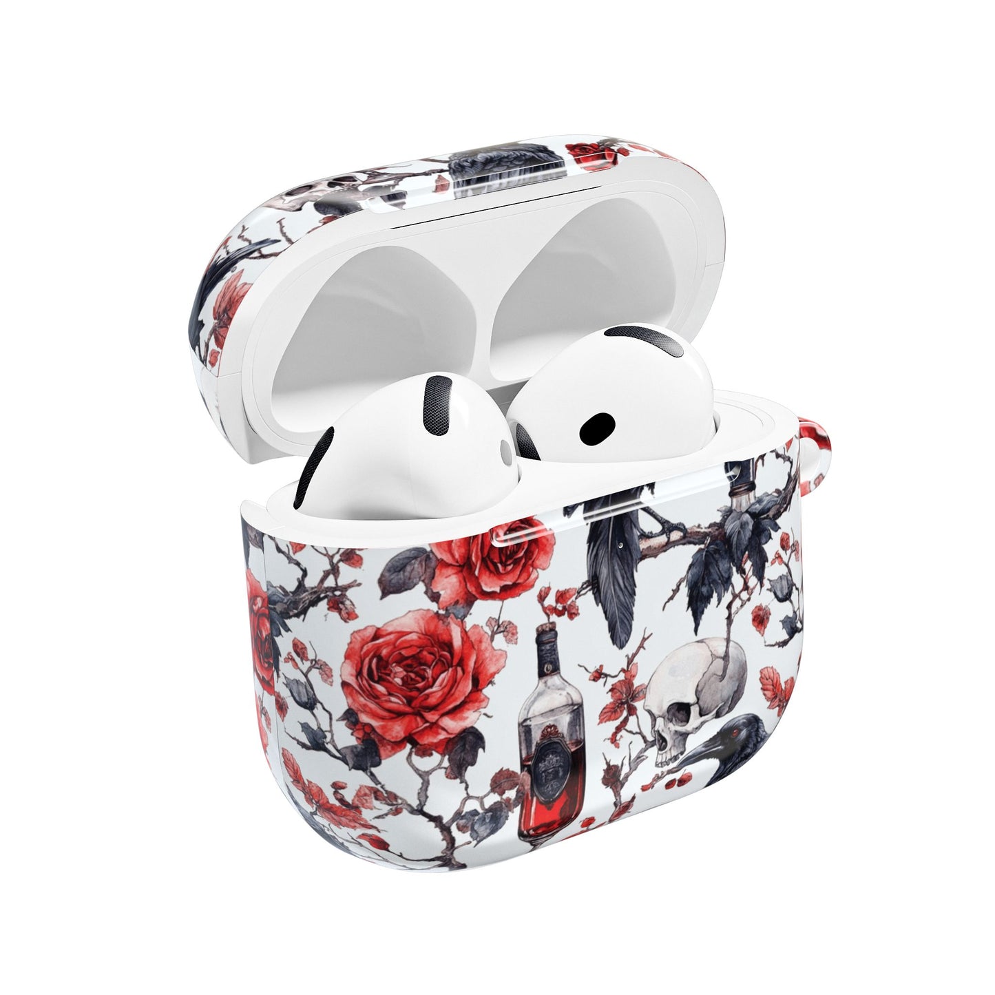 Gothic Raven & Rose AirPod Case — Skull, Bottle & Floral Protective Cover