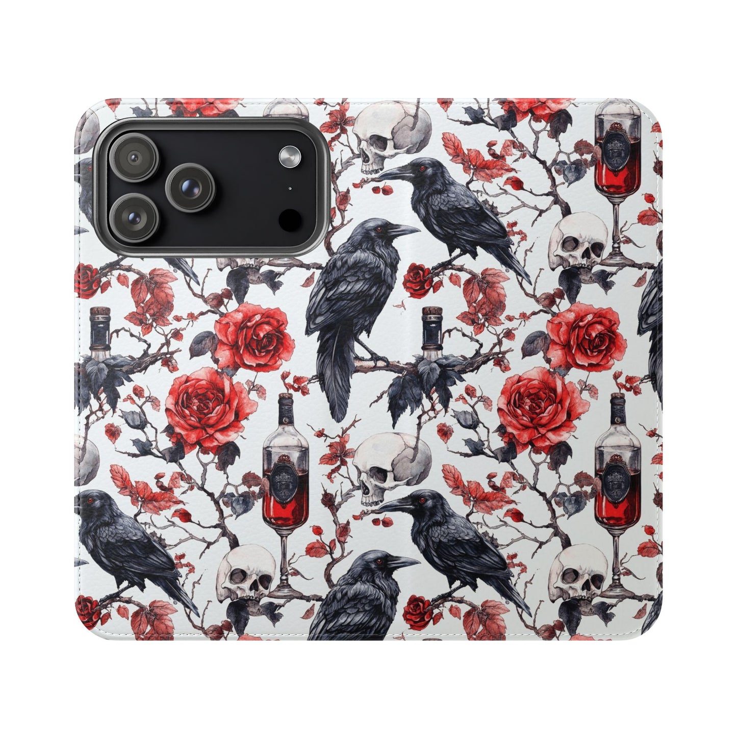 Gothic Raven & Rose Flip Phone Case