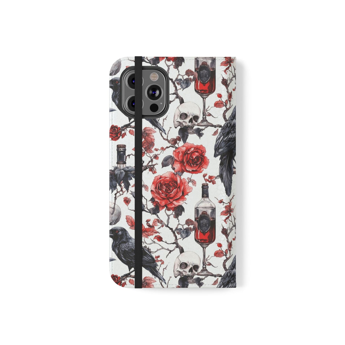 Gothic Raven & Rose Flip Phone Case