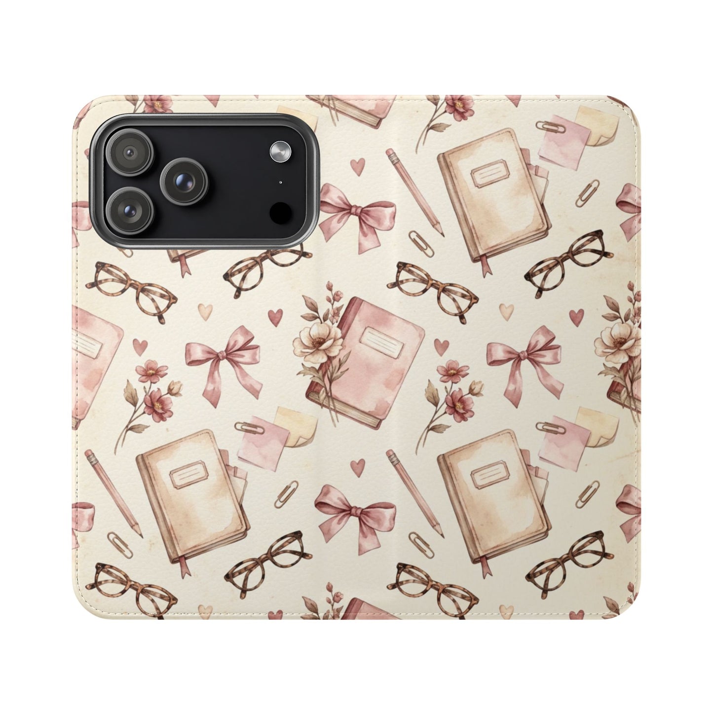 Vintage Tea & Books Flip Phone Case