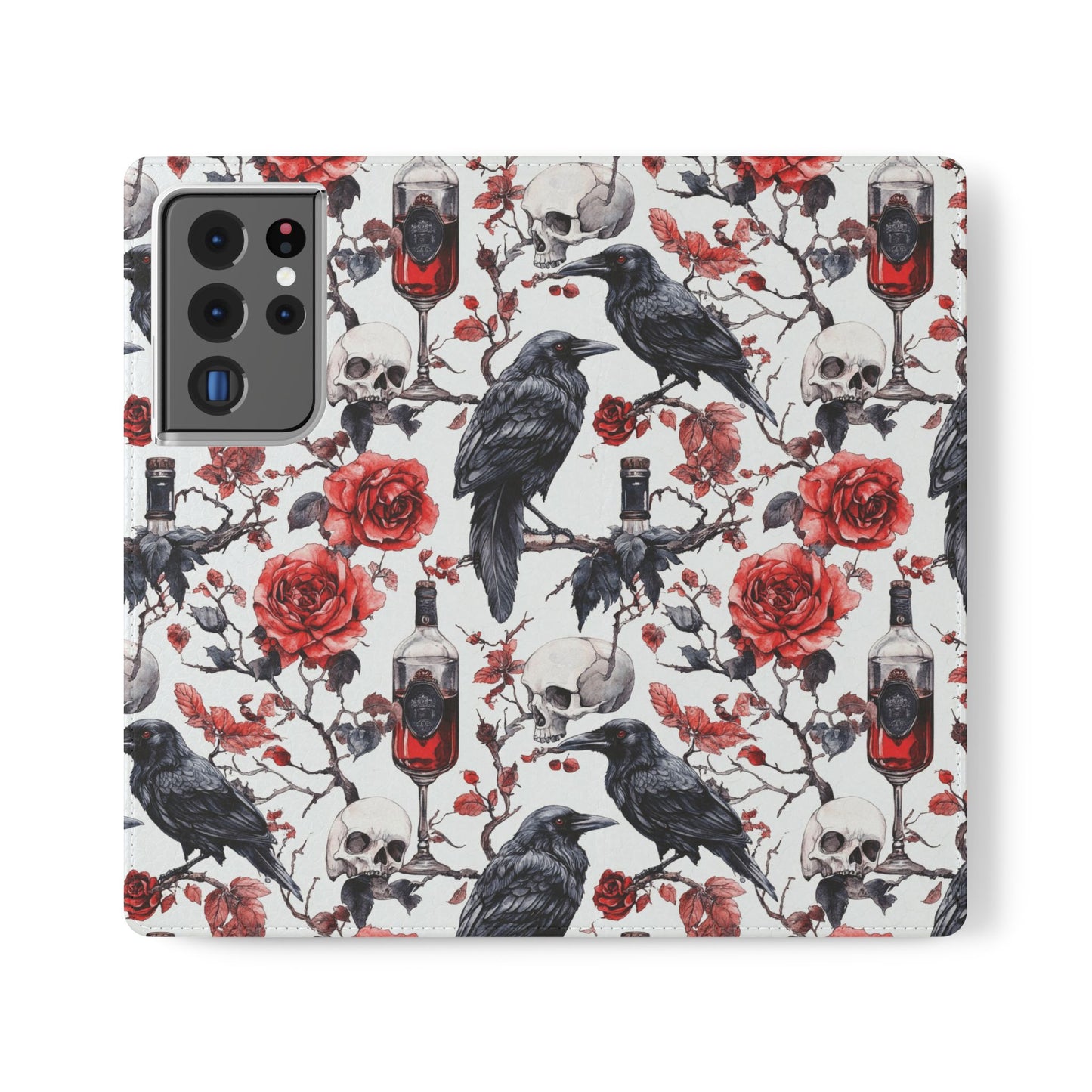 Gothic Raven & Rose Flip Phone Case