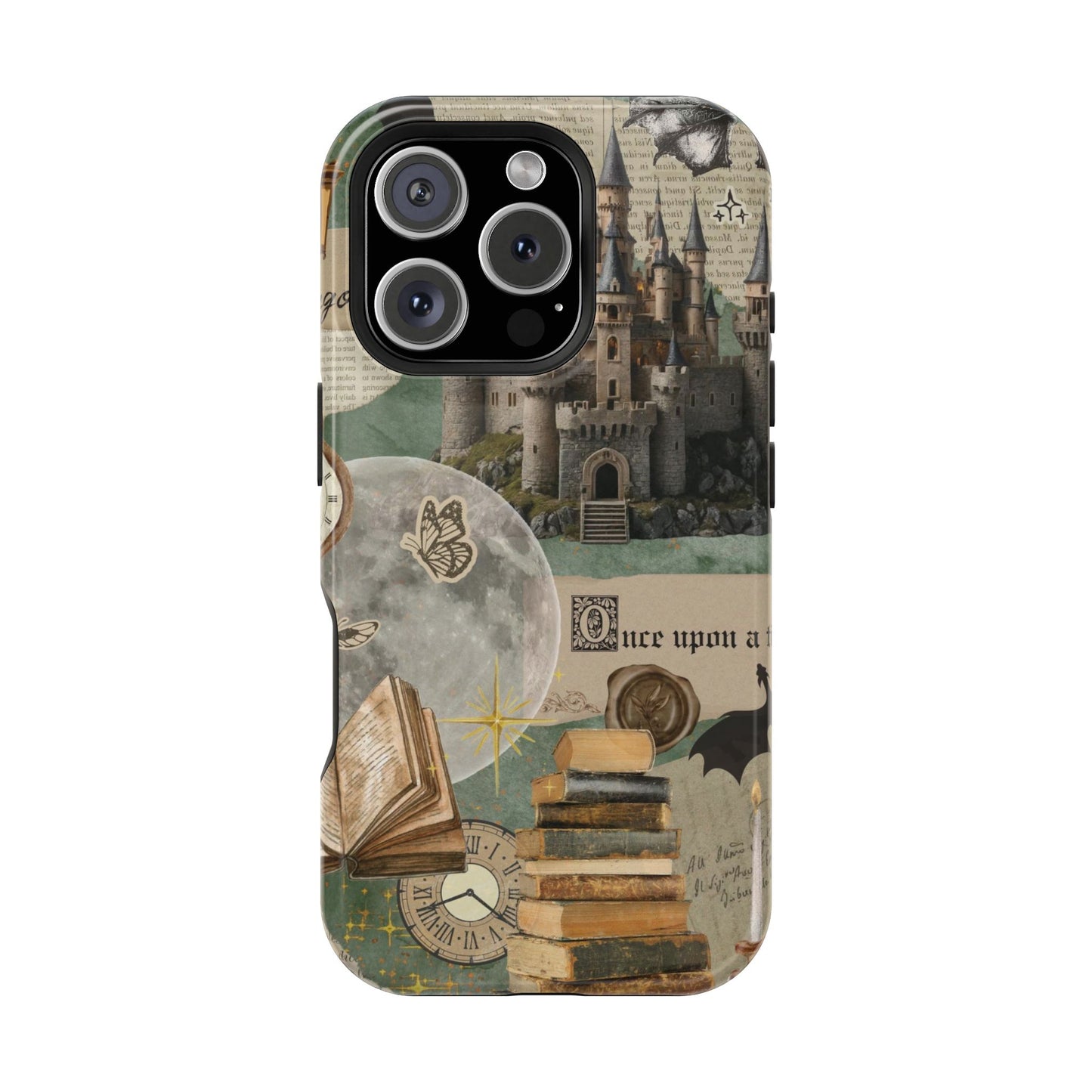 Magical Library Phone Case — Magnetic Impact-Resistant Cover with Castle & Books Collage