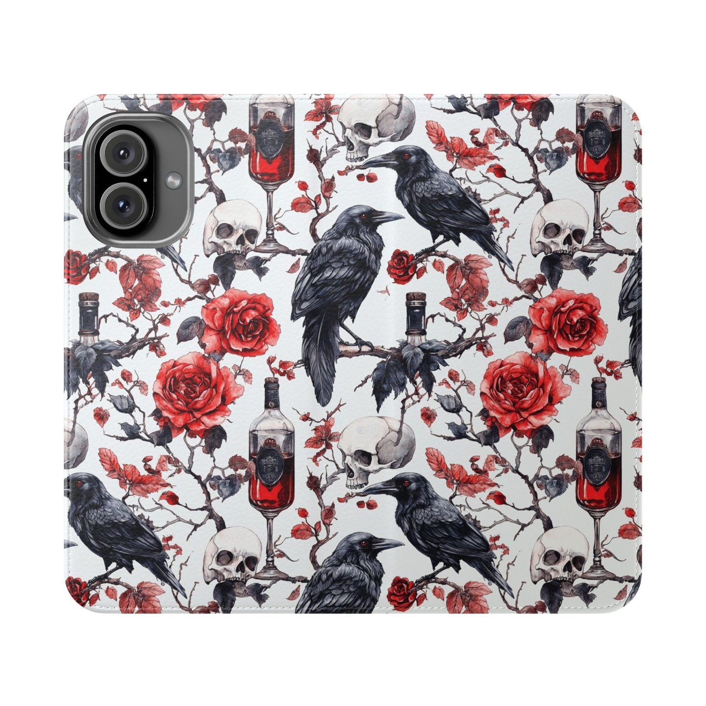 Gothic Raven & Rose Flip Phone Case
