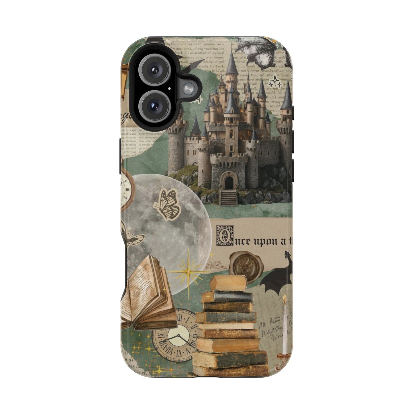 Magical Library Phone Case — Magnetic Impact-Resistant Cover with Castle & Books Collage