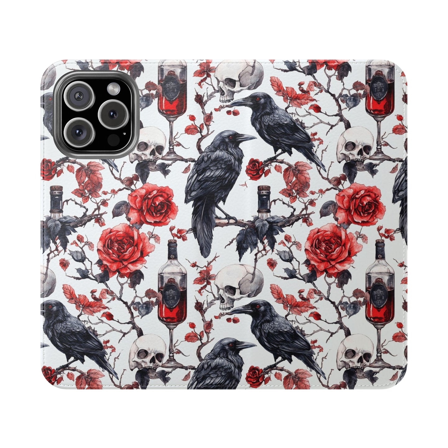 Gothic Raven & Rose Flip Phone Case