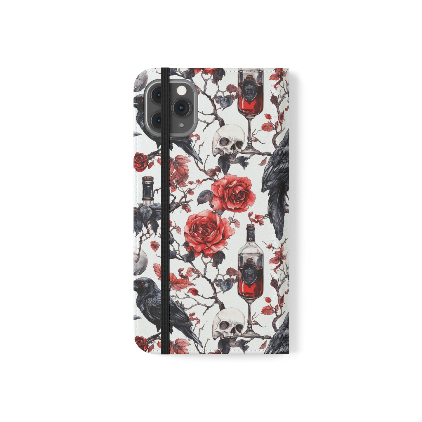 Gothic Raven & Rose Flip Phone Case